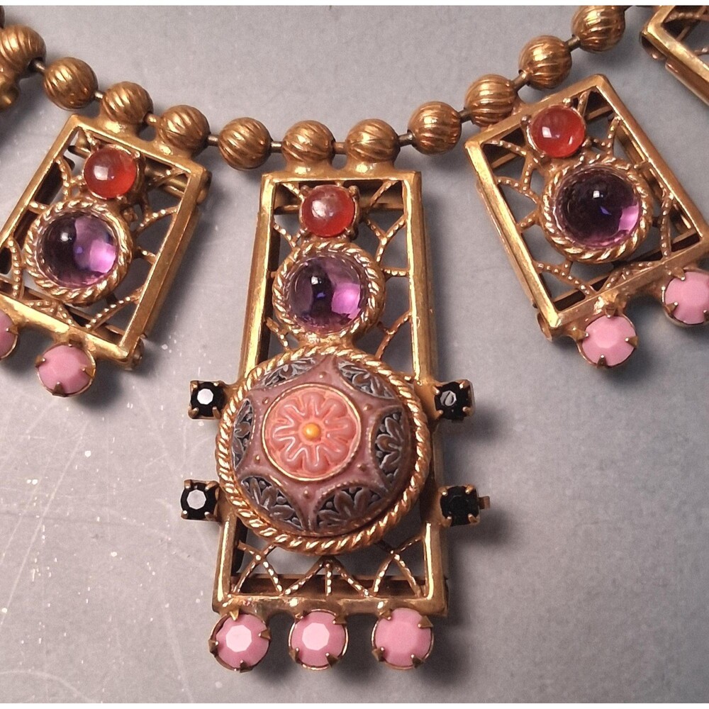 Juliana Moroccan Matrix Necklace Amethyst Carnelian Glass - Picture 4 of 14